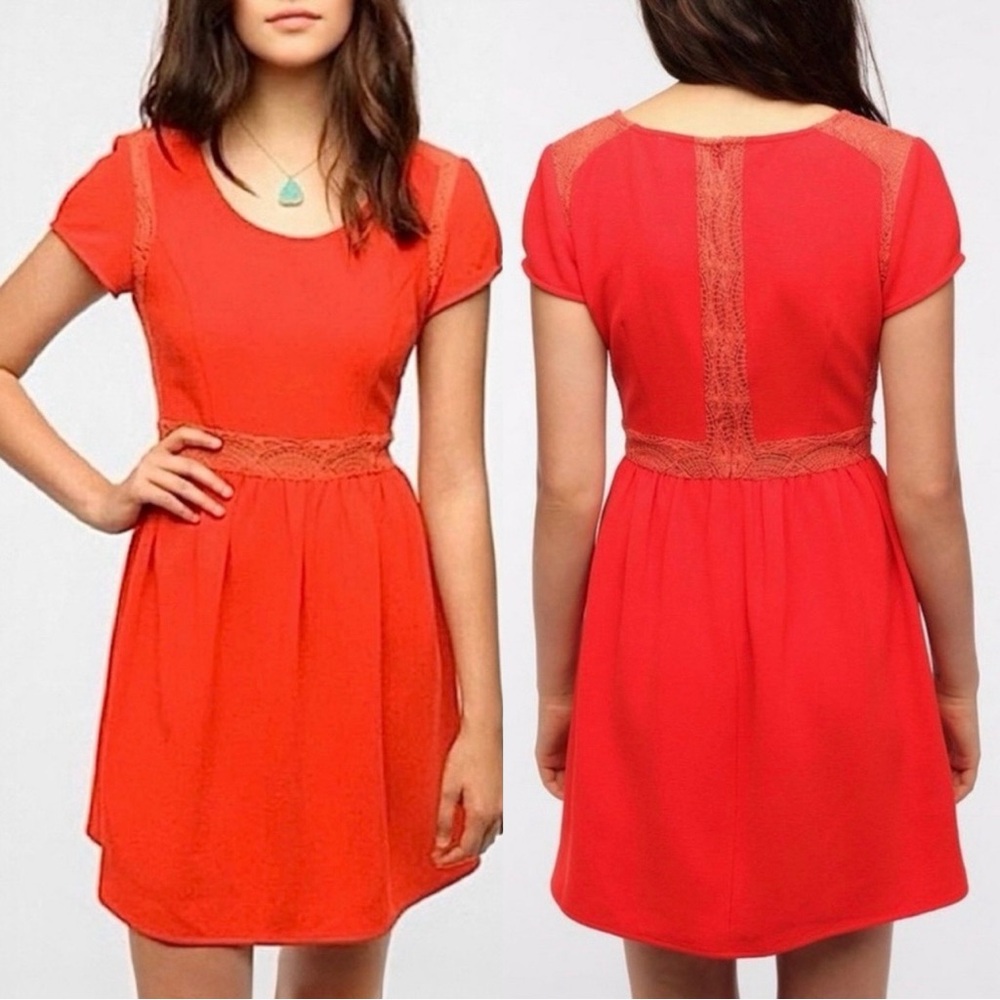Lace-Accented Red Mini Dress by Pins and Needles for Urban Outfitters